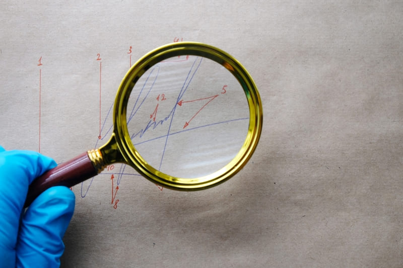 Handwriting analysis with a magnifying glass